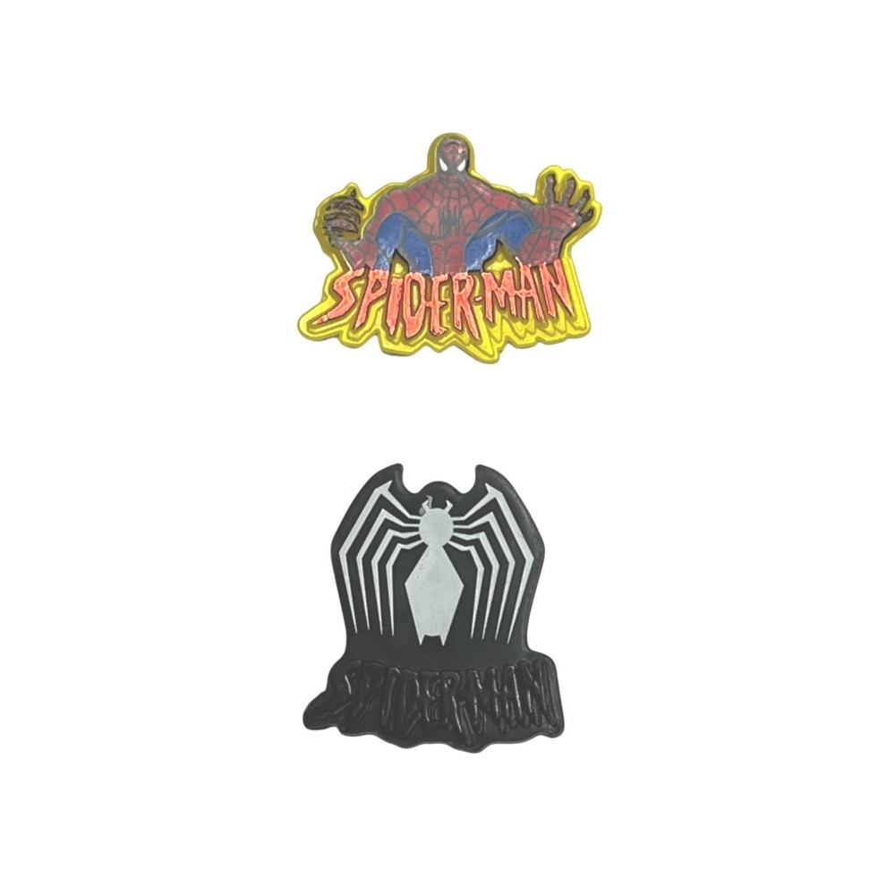 VTG Spiderman and Venom Pin Clips Toy Biz Marvel Plastic 90's 1994 1995